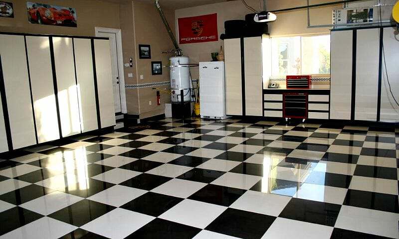 How do you install a checkerboard garage floor?
