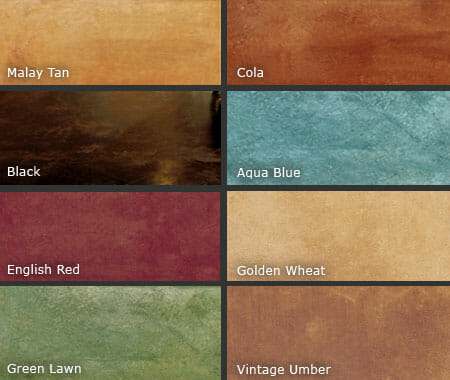 acid stain color chart