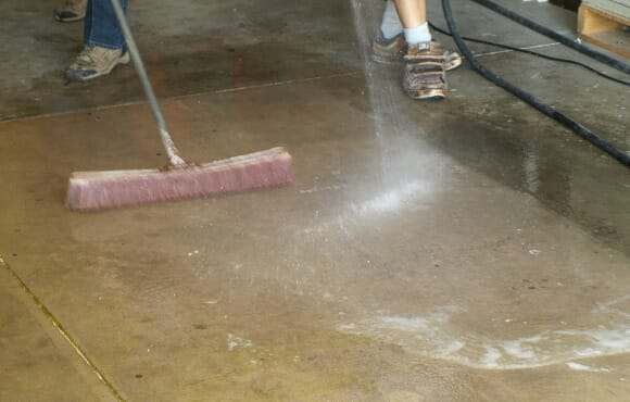 GLU-GONE is a cleaning product for concrete acid stain preparation