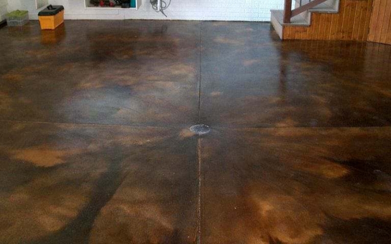 Acid stained garage floor
