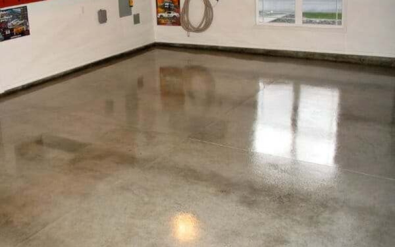 Glossy garage floor finish with an acrylic sealer