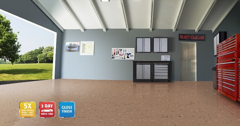 EpoxyShield tan garage floor coating