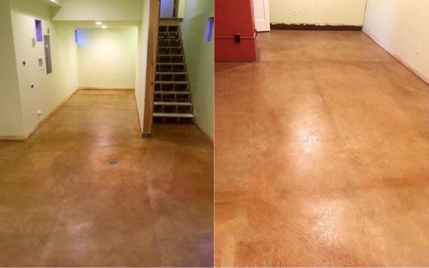 color stained basement floor TS210 sealer